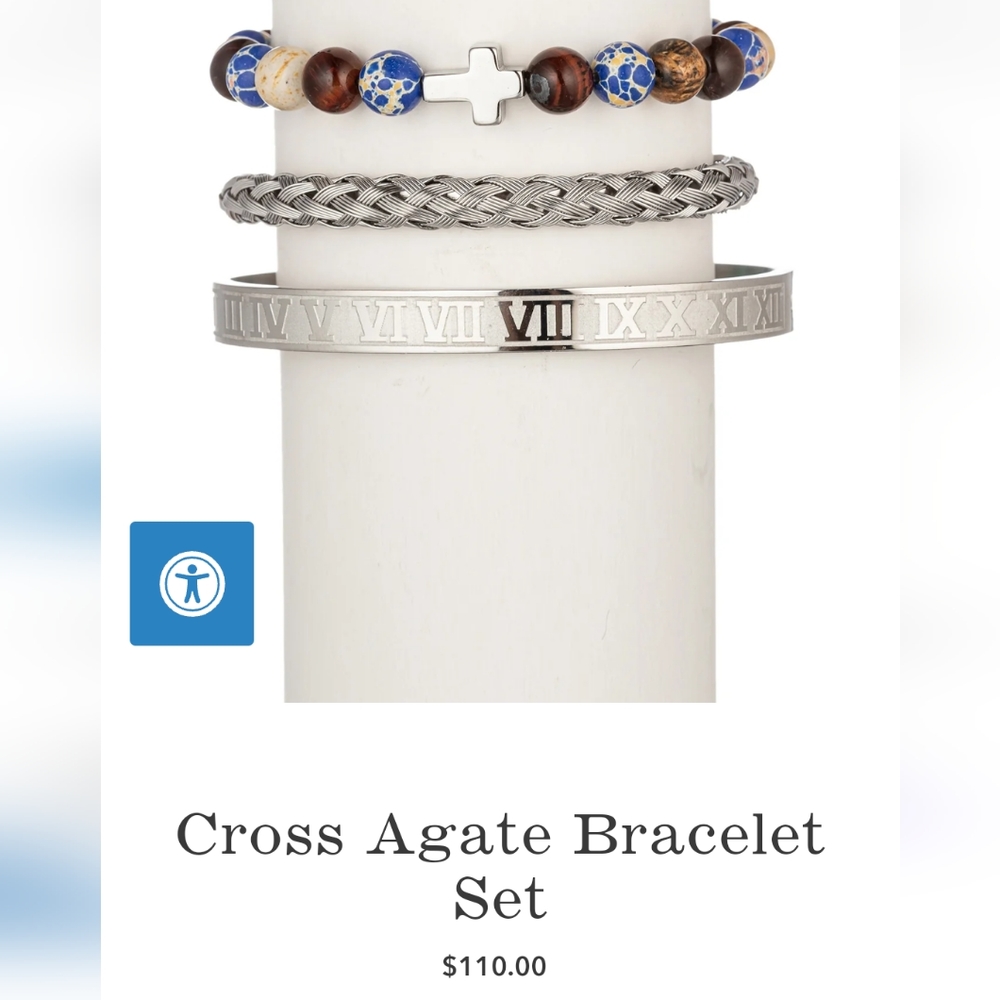 Cross Agate Bracelet Set Eye Candy Los Angeles Premium MENS Collection